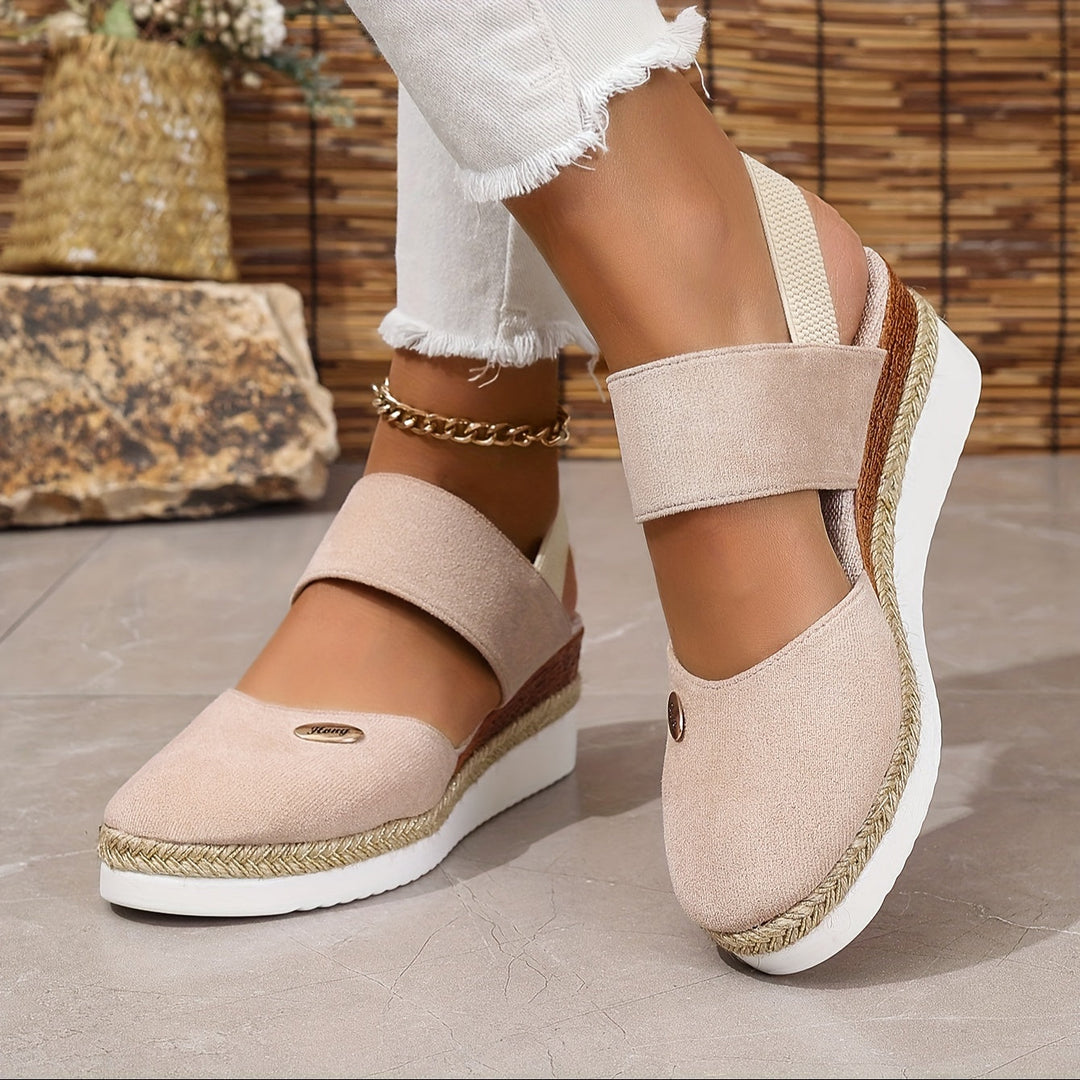 Drune | Damen Sandalen Auf Plattform: Rutschfest, Geschlossene Zehe, Elastischer Riemen