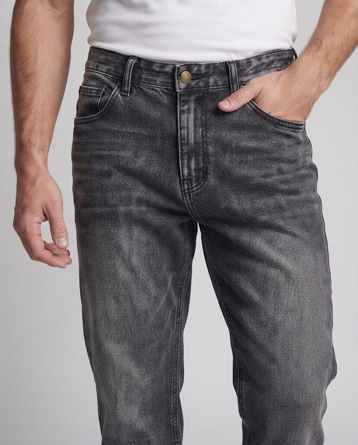 Herren Relaxed Denim-Jeans mit extra weitem Bein, Charcoal-Wash und verlängertem Saum Drune