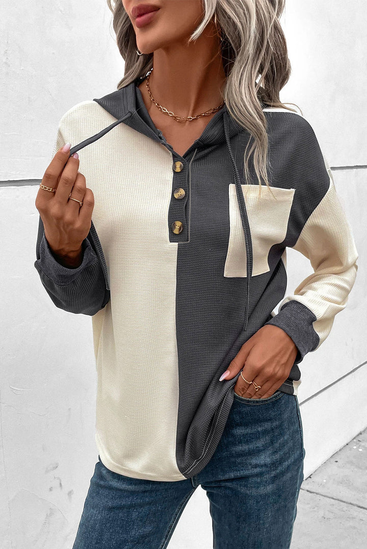 Drune | Waffel-Hoodie Mit Knopfleiste Für Frauen
