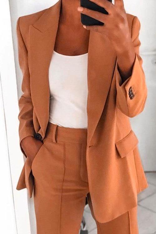 Drune | Rosiedress Ein-Knopf Einfarbiger Büro Blazer Jacke