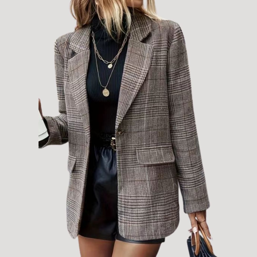 Drune | Damen Tailored Check Winter Blazer Wollmix