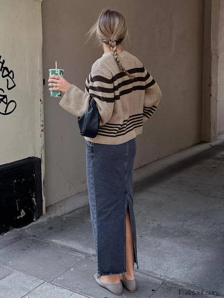 Drune | Cozy striped knit sweater for everyday comfort