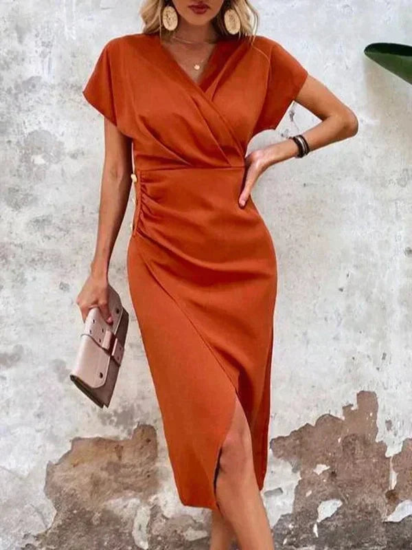 Drune | Damen Midikleid mit V-Ausschnitt