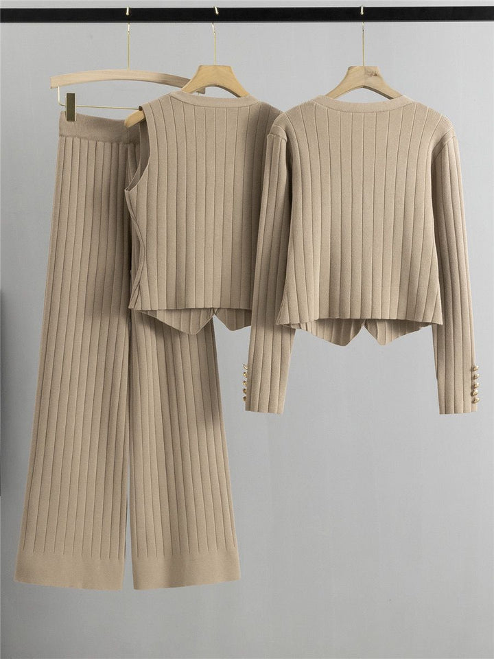 Drune | Elegantes Strickweste- Mit Cardigan- Und Hosen-Set