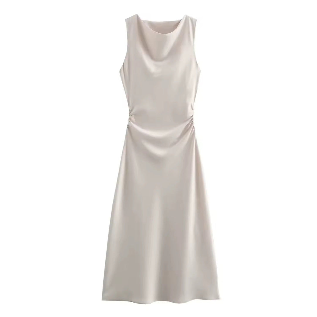 Drune | Satin Maxikleid Elegante Drapierung