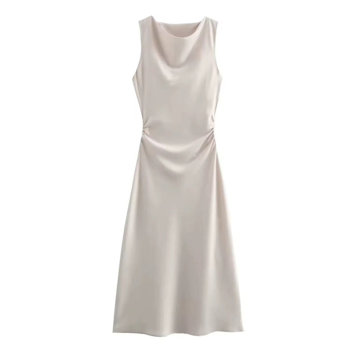 Drune | Satin Maxikleid Elegante Drapierung