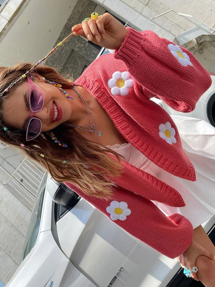 Drune | Cardigan aus floralem Strick für Frauen