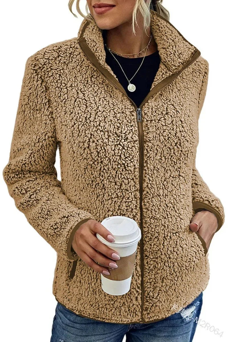 Drune | Up Sherpa Fleece Jacke - Warmes Texturiertes Design - Hoher Kragen - Gemütliche Alltagslage