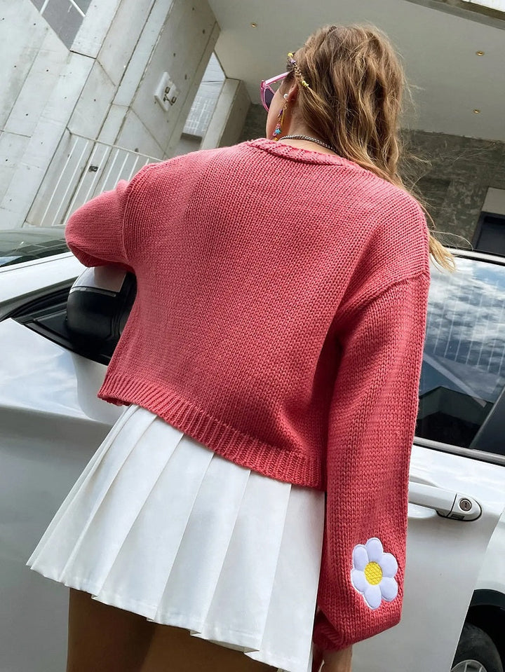 Drune | Cardigan aus floralem Strick für Frauen