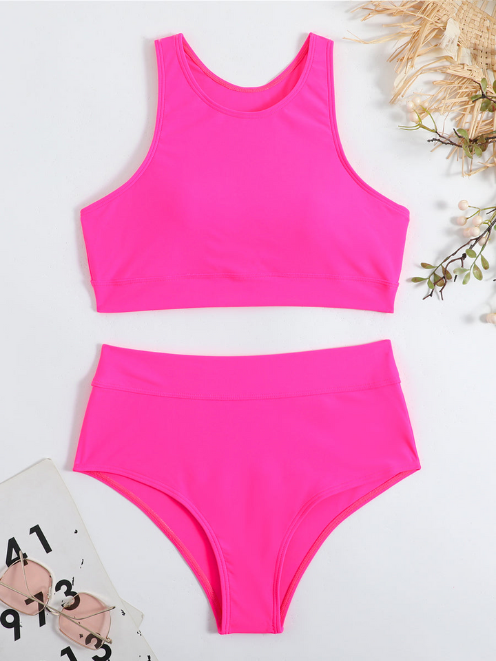 Drune | Damen Sportlicher High Waist Bikini Frauen Schwimmbekleidung