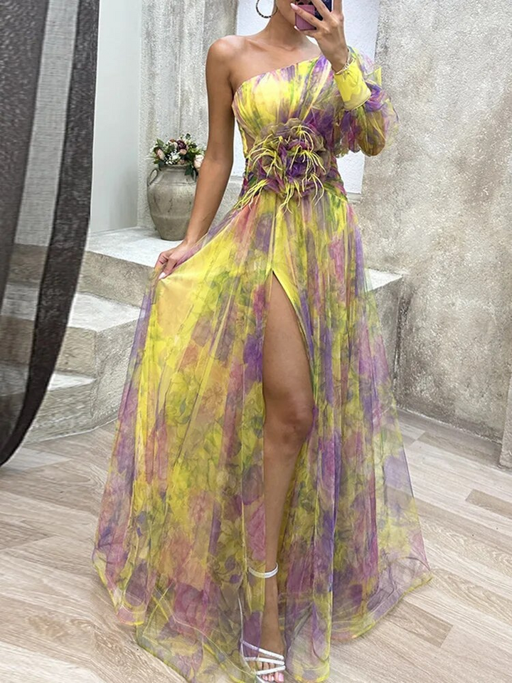Drune | Asymmetrisches Maxikleid Mit Blumenmuster Sommerkleid Für Damen