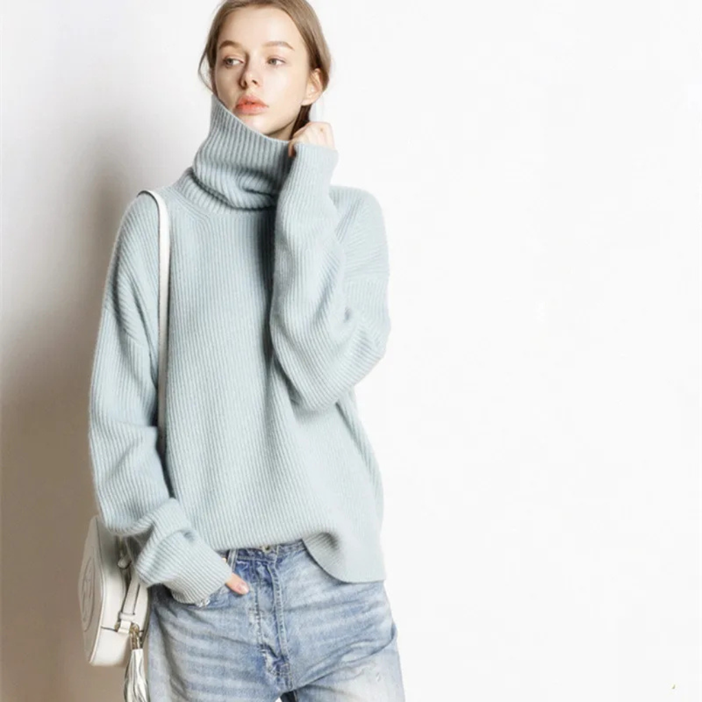 Drune | Pullover - Damen Herbst Oversized Polokragen Pullover