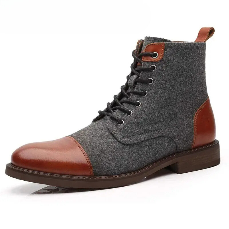 Drune | Stylische Herrenschuhe Stiefel Mit Leder Und Stoffeinsatz