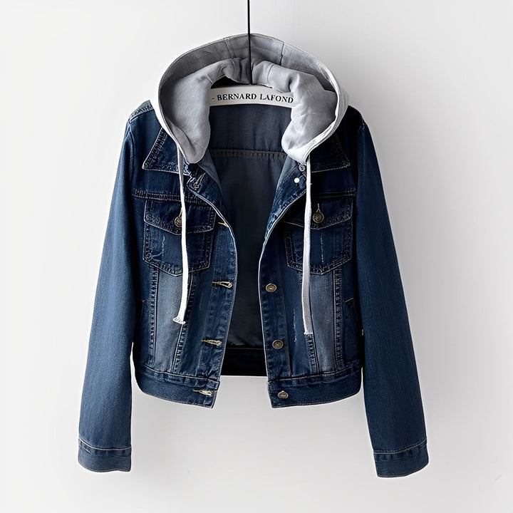 Drune | Stilvolle Jeansjacke mit abnehmbarer Kapuze für Frauen