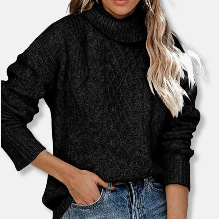 Drune | Rollkragenpullover - Kabelstrick Tunika-Längenpullover