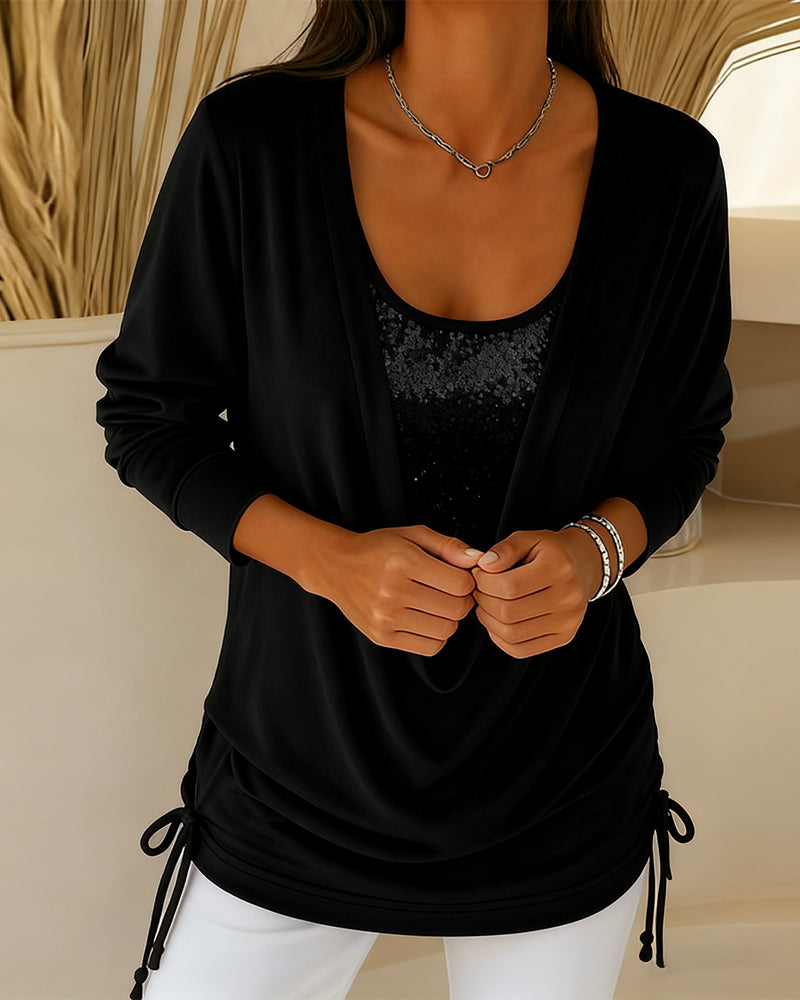 Drune | Top mit Kontrastfarben Im Zwei in Eins Look