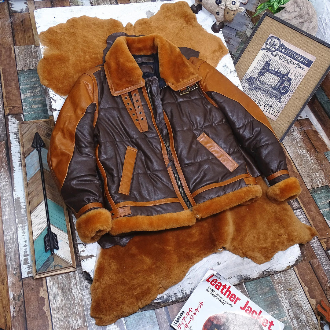 Drune | Pilotenjacke Leder mit Fell Herren
