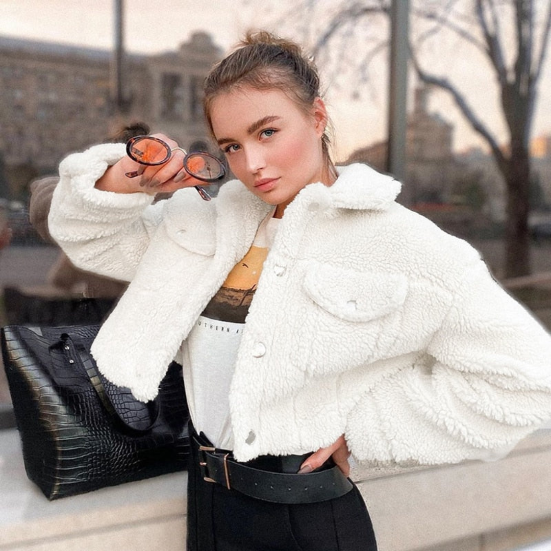 Drune | Kurzjacke aus Wolle für Frauen Weiß