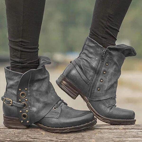 Drune | Bequeme Rutschfest Seitenreißverschluss Stiefelette