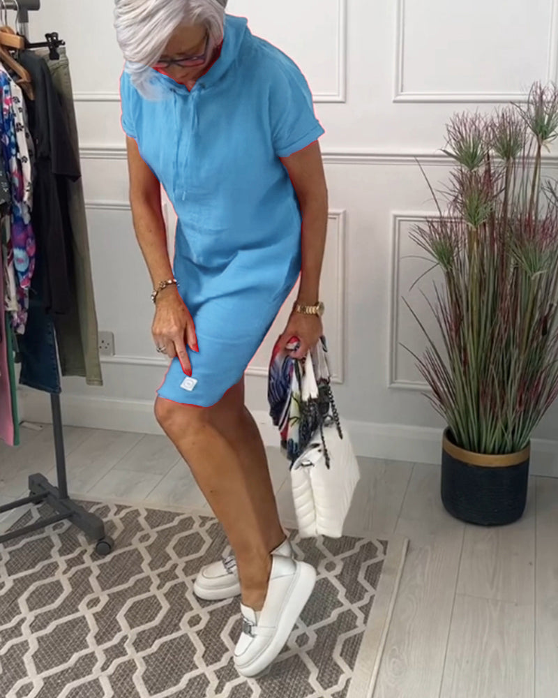 Drune | Kurzärmliges Freizeitkleid mit Kapuze