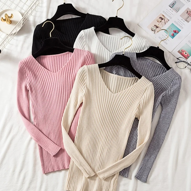 Drune | Pullover - Slim-Fit Rippstrick V-Ausschnitt Pullover