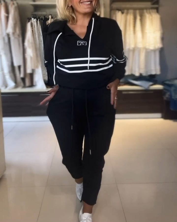 Drune | Set aus gestreifter Hose und Kapuzenjacke