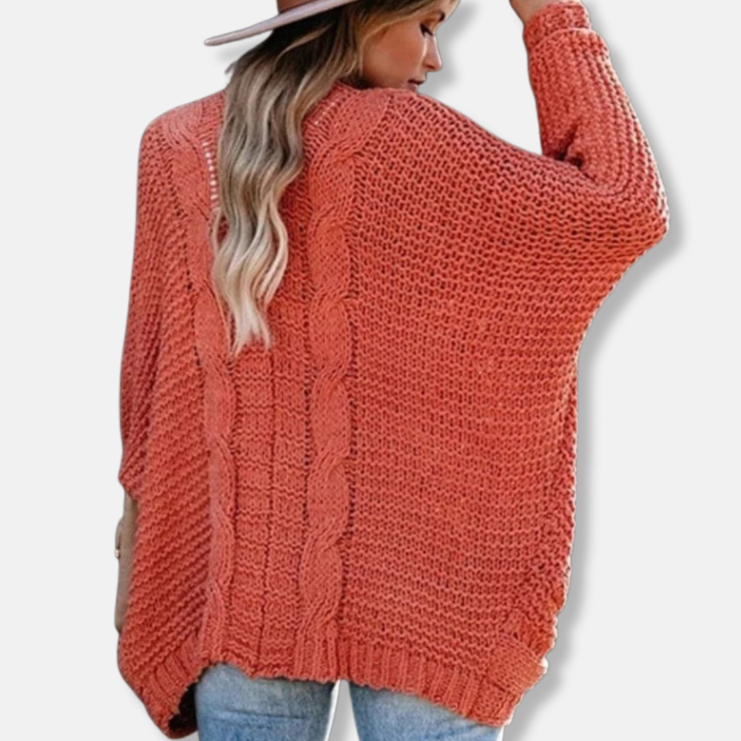 Drune | Woll Übergroßer Cardigan - Gerippter Offener Fronttaschen Cardigan