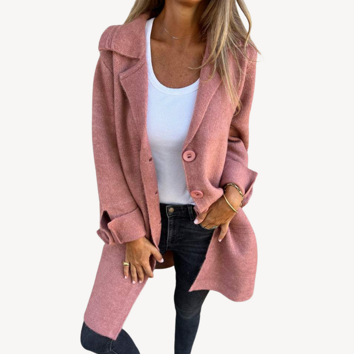 Drune | Frauen Wollmischung Langjacke mit Knopfverschluss