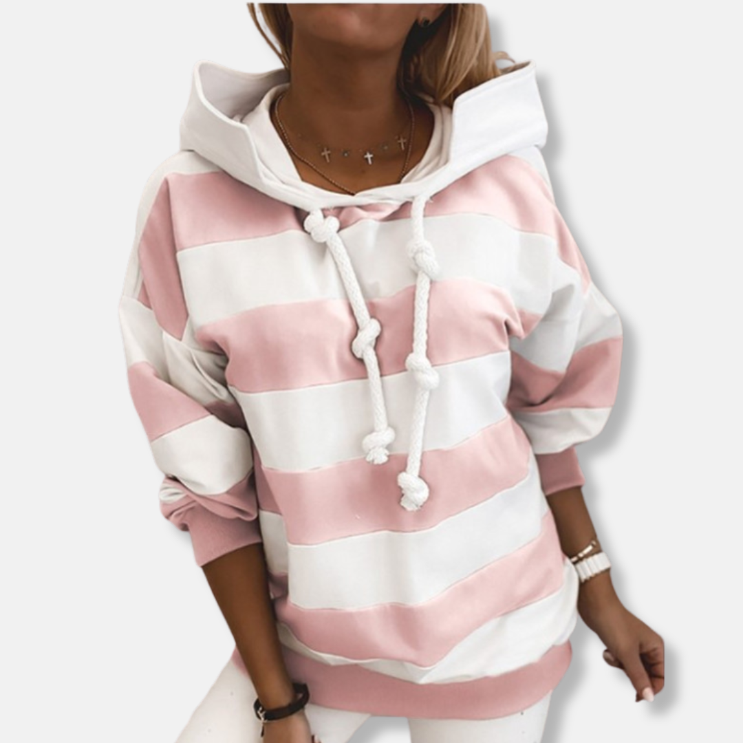 Drune | Lockere Passform Hoodie Gestreifter Lässiger Hoodie