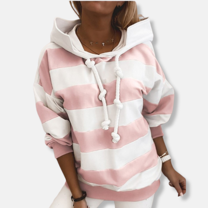 Drune | Lockere Passform Hoodie Gestreifter Lässiger Hoodie