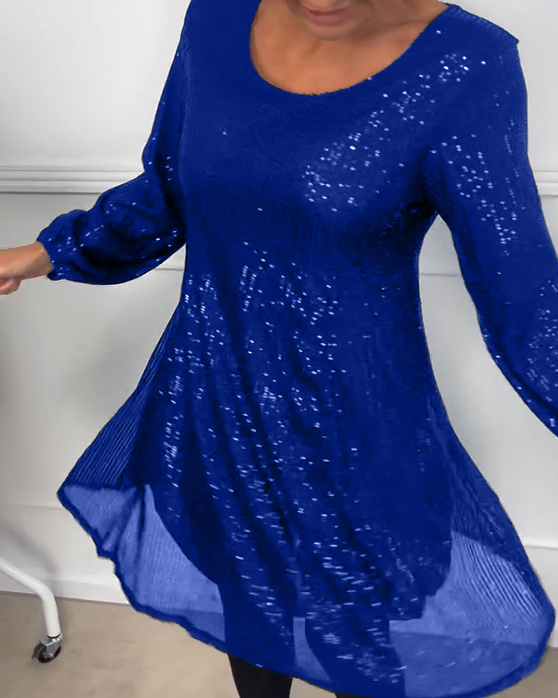 Drune | Elegante Laterne Ärmel Pailletten A-Linie