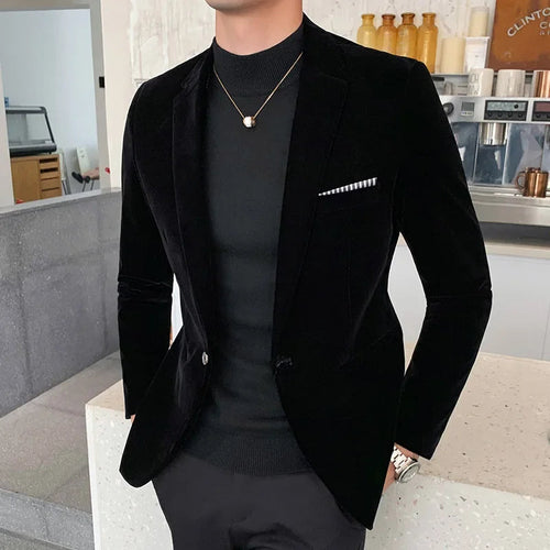 Drune | Slim Fit Luxuriöses Samt Einreiher Formeller Schnitt