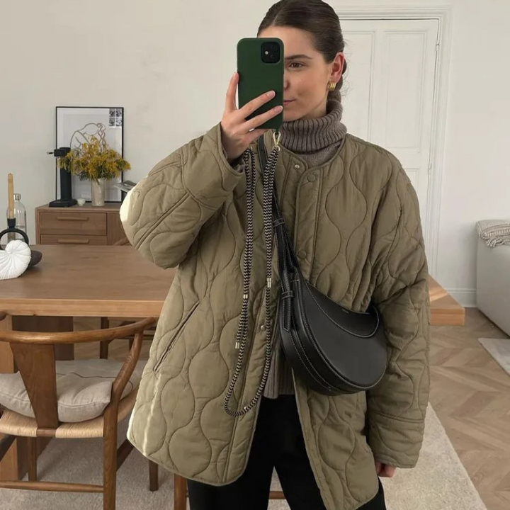 Drune | Bequemes Rundhals gepolstertes Jacket mit Knöpfen Ideal für Herbst/Winter