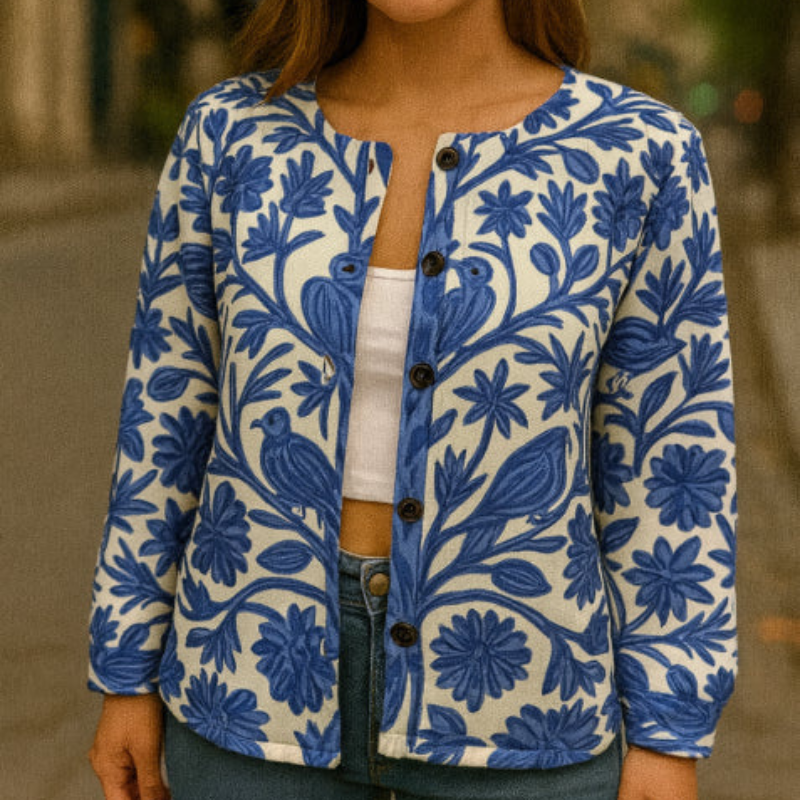 Drune | Strickjacke - Cardigan mit Blumenmuster