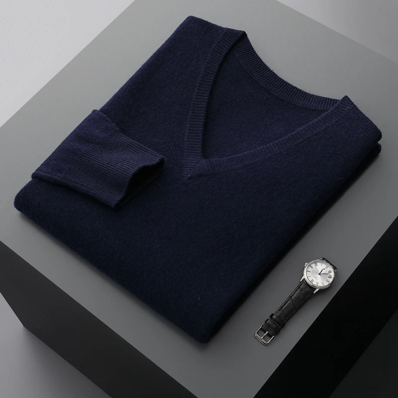 Drune Herren Pullover V-Ausschnitt langarm Strick