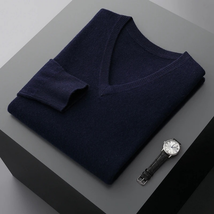 Drune Herren Pullover V-Ausschnitt langarm Strick