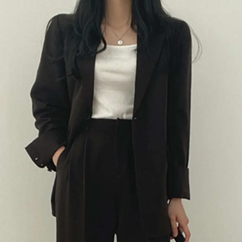 Drune | Langer Damenblazer mit Breitem Revers und Relaxter Passform