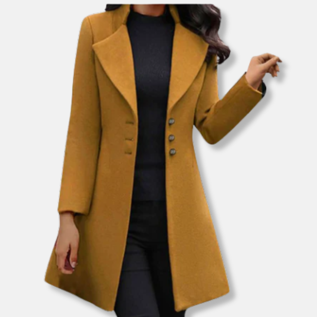 Drune | Wollmantel Slim Fit Midi Länge Doppelte Knöpfe Reverskragen