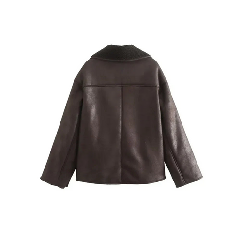 Drune | Frauen Stilvolle Lange Ärmel Kragen Jacke Winterstil