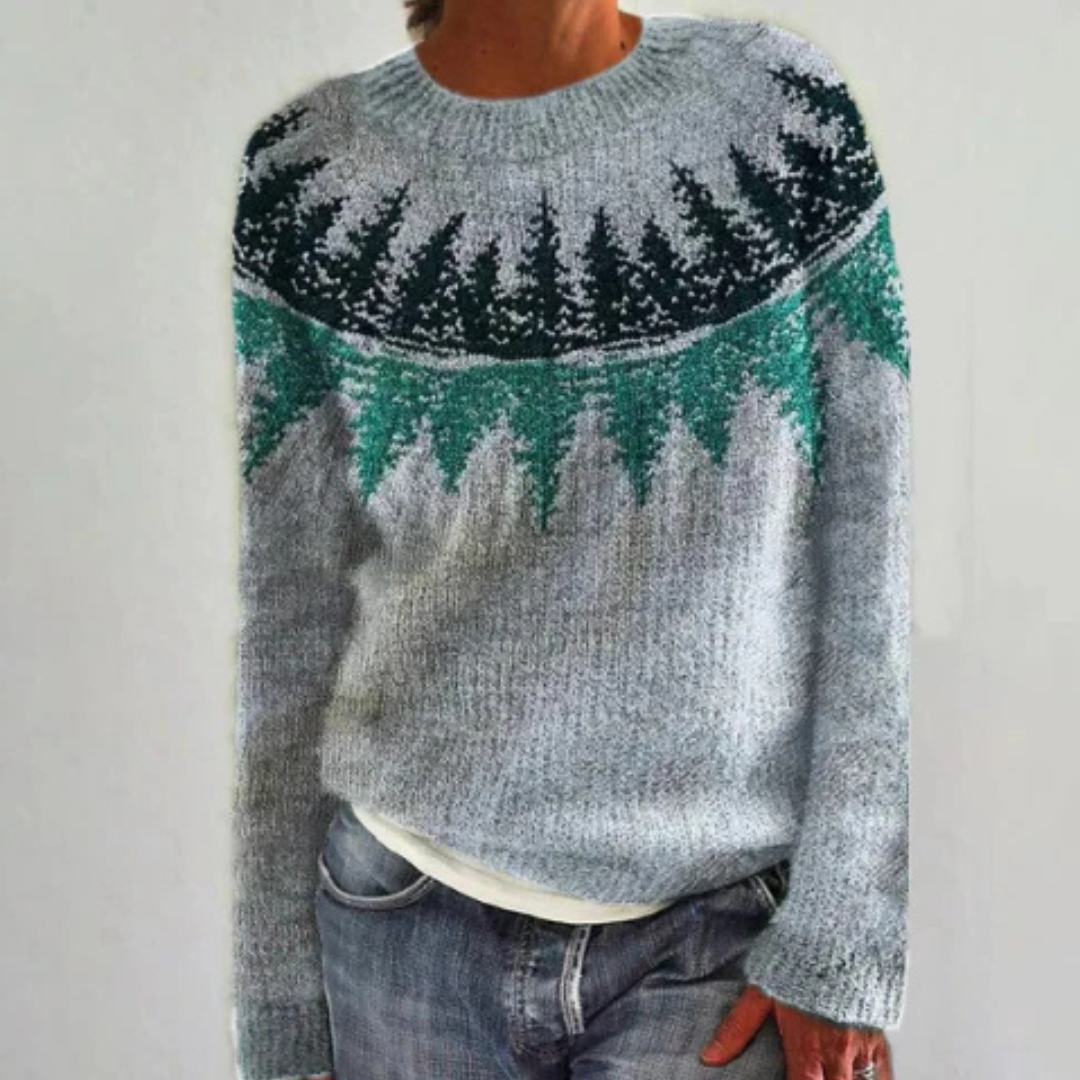 Drune | Winterpullover für Frauen mit skandinavischem Waldmuster