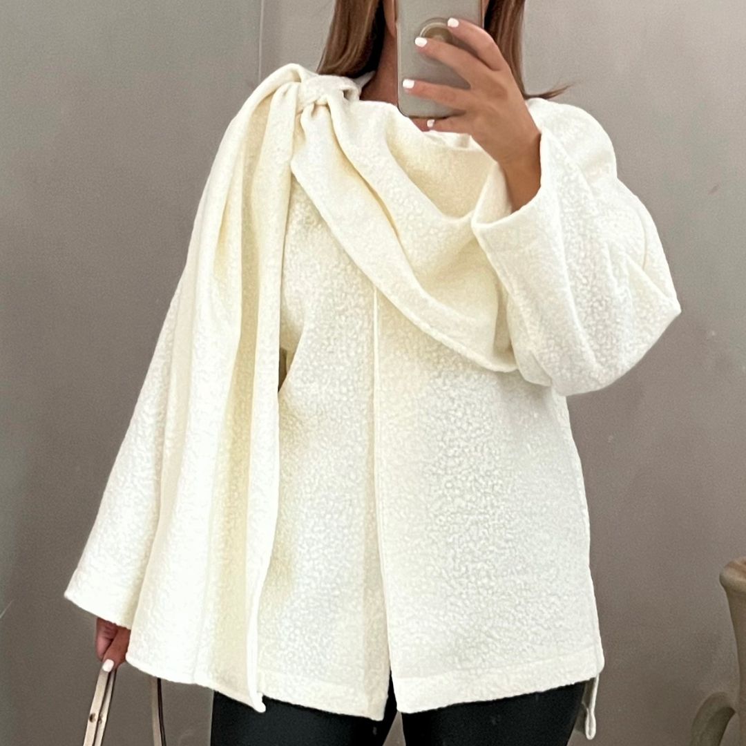 Drune | Bouclé Poncho mit Schal-Detail