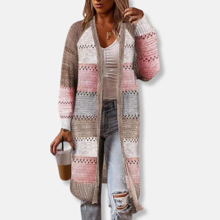 Drune | Woll Relaxed Fit Strickjacke - Gestreifte Rippbündchen Strickjacke