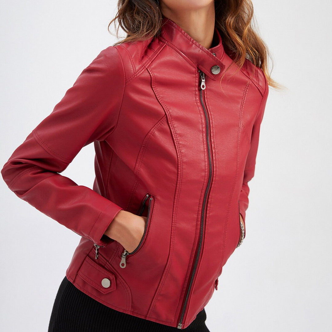Drune | Bikerjacke mit Stehkragen Taschen mit Reißverschluss