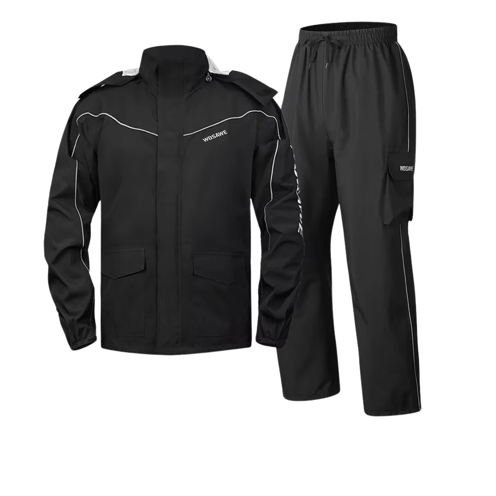 Drune | Herren Motorrad Regenjacke wasserdicht - Reflektierend schwarz/grün S-2XL