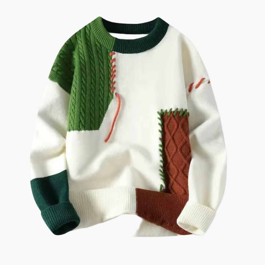 Drune | Patchwork Strickpullover im modernen Design - Perfekt für Herbst und Winter