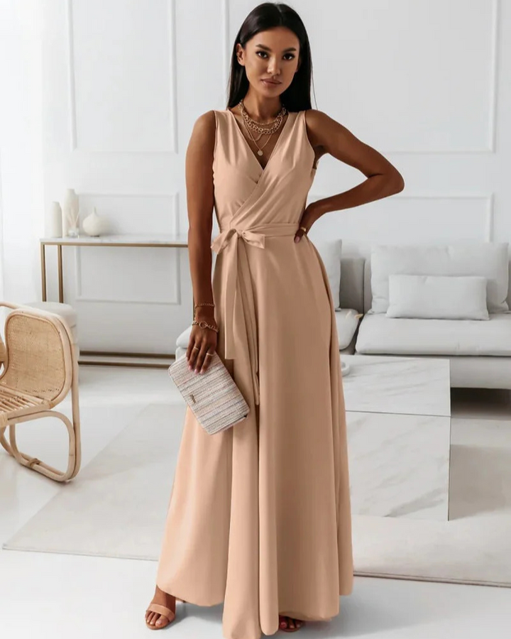 Drune | Langes V-Ausschnitt Kleid für Damen Maxi