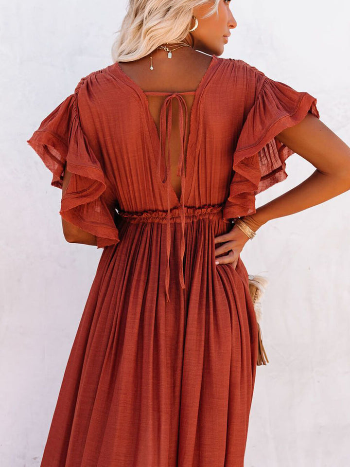 Drune | Stil Maxi Kleid mit Flatterärmeln für Frauen