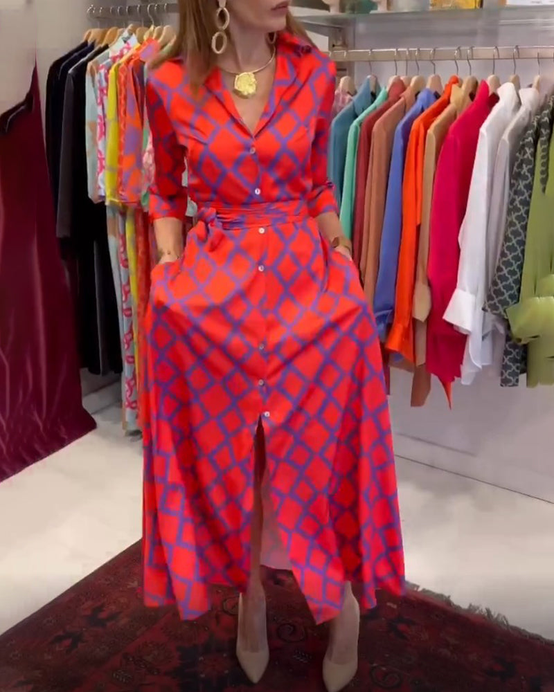 Drune | Hemdkleid mit V-Ausschnitt und 3/4 Ärmeln