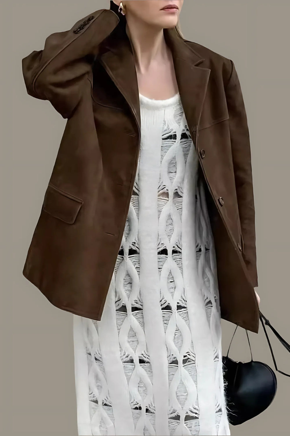 Drune | Damen Wildleder Blazer Klassisch & Lässig Braune Frauenjacke