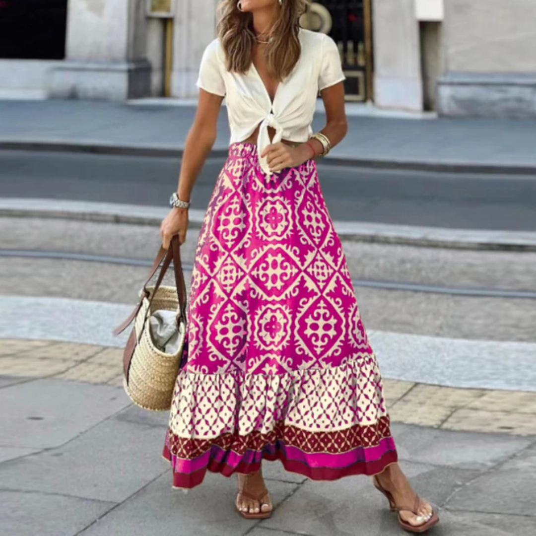 Drune | Trendiger High Waist Rock Mit Geometrischem Muster